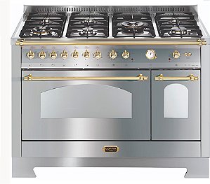 Fogão Embutível Lofra Dolcevita RSD126MFT+E2, Duplos Fornos, 7 Queimadores, Design Vintage, Inox 1200 mm - Grill Infravermelho, Segurança Gas-Stop, Acendimento Superautomático