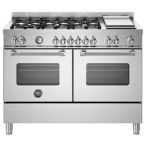 Fogão Embutível com Forno Duplo Elétrico Bertazzoni Master Series 6 Queimadores - Alta Eficiência, Grill Infravermelho, Acabamento em Aço Inox, 138L