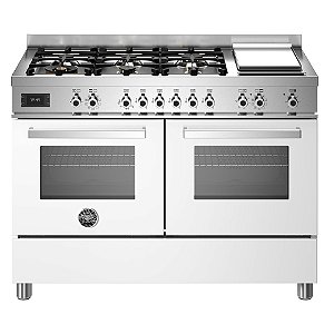 Fogão Embutível Bertazzoni Professional PRO126G2EBIT - Queimador Dual Flame 5000W, Forno Duplo com Convecção e Grill Infravermelho, Mesa em Inox 304, Prateleiras Telescópicas, Branco