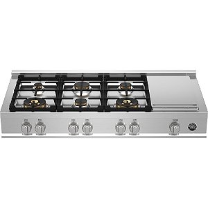 Rangetop Embutível Bertazzoni Master MAST486GRTBXT - Queimadores Dual Flame 5.000W, Grill Elétrico com 7 Níveis, Manípulos Alumínio, Segurança Gas-Stop