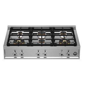 Rangetop Embutível em Aço Inox Bertazzoni Professional 6 Queimadores Dual Flame 5000W - Design e Segurança Gas-Stop, Trempes Robustas