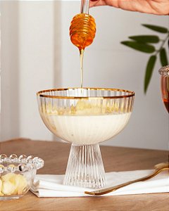 Conjunto 2 Taças de Sobremesa Lines com Fio de Ouro 200ml Cristal Ecológico Wolff