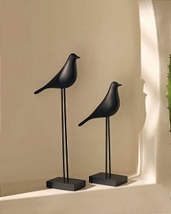 Escultura Decorativa Pássaro em Polirresina 15x8cm