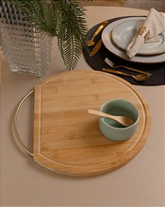 Tábua Redonda com Alça Nature em Bambu 33,5cm x 28,5cm Lyor