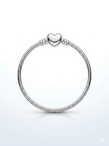 Pulseira Feminina Folheado Prata com Fecho Coração