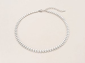 Gargantilha Choker Escama de Peixe Folheada Prata