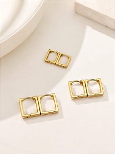 Brinco Argola Quadrada Metal Dourado Milari