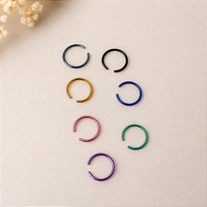 Kit 2 Piercings De Nariz Argolinhas Coloridas Em Silicone