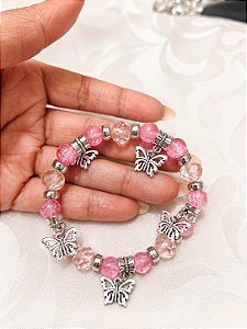 Pulseira Com Miçanga, Cristais E Pingentes Coloridos