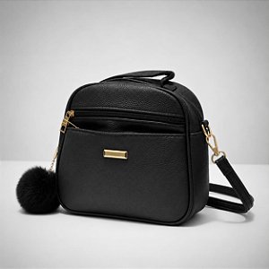 Bolsa Transversal Pequena De Ombro Com Pompom