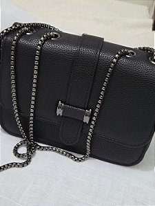 Bolsa Pequena Transversal Preta Feminina Com Corrente