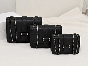 Kit 3 Bolsas Femininas Transversal Média Preta