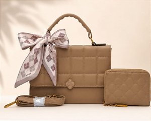Bolsa Feminina Transversal com Carteira e Lenço