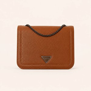 Bolsa Tiracolo Feminina Marrom com Alça Corrente