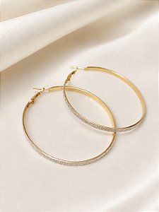 Brinco Argola 6cm Zirconia Folheado Feminino