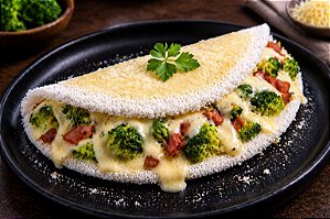 Tapioca Brócolis especial ( brócolis, bacon e muçarela)