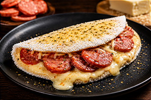 Tapioca Calabresa Defumada com Mussarela