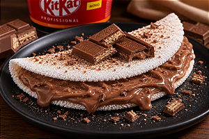 Tapioca Kitkat Cremosa (recheio crocante de Chocolate com pedaços de wafer)