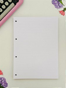 Refil Fichário 6 Furos A5 (14,8 x 21 cm) – 40 Folhas Pautadas Brancas | 90g