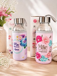 GARRAFA DE VIDRO - DECORADA DIA DAS MÃES - FWB - 300 ML