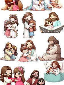 10 Peças Adesivos de Jesus - Impermeáveis - Coloridos - Vinil