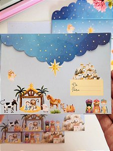 Kit 4 Papéis de Carta com Envelopes O Nascimento de Jesus