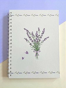 Caderno Colegial 18x25 Capa Dura 200 páginas Coleção Lavanda | BORBOLETAS E LAVANDAS