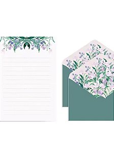 KIT PAPEIS DE CARTA FLORAIS - 4 PAPEIS E 2 ENVELOPES