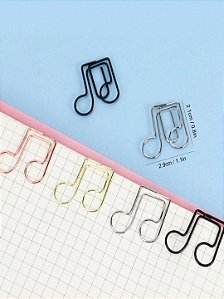 5 Peças Clipes de Papel em Formato de Nota Musical Oitava/ Cor Rosa Ouro