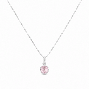 COLAR COM PINGENTE REDONDO ROSA