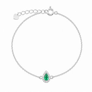 Pulseira Gota Verde Cravejada em Prata 925