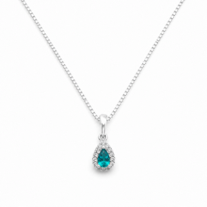 Colar Gota Turquesa Cravejada em Prata 925