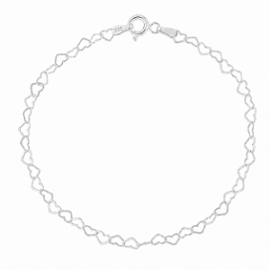 Pulseira Corações em Prata 925