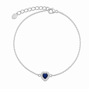 Pulseira Coração Azul Cravejado em Prata 925