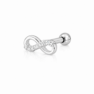 Piercing Hélix e Trágus Infinito com Zircônias em Prata 925