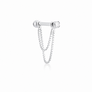 Piercing Helix com Corrente Dupla e Ponto de Luz em Prata 925
