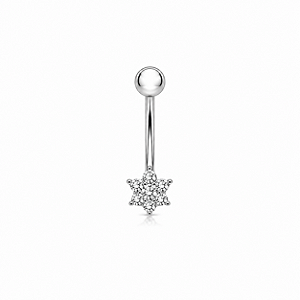 Piercing Umbigo Flor com Zircônias em Prata 925