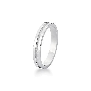 Aliança 3mm com Friso Diamantado em Prata 925