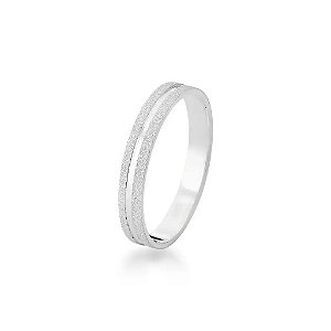 Aliança 3,5mm Diamantada com Friso Central em Prata 925