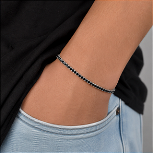 Pulseira Riviera Zircônia Preta em Prata 925