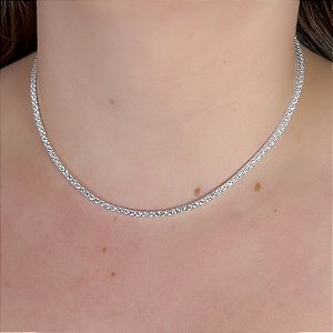 Gargantilha Riviera Cristal em Prata 925