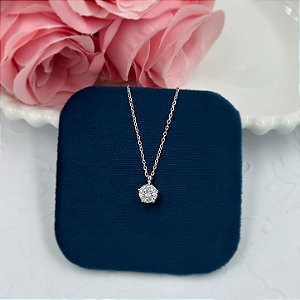 GARGANTILHA PRATA CARTIER MOISSANITE REDONDO 6MM 45 CM RODIO