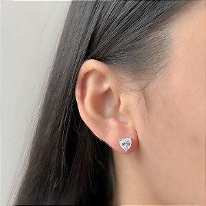 BRINCO PRATA FIXO CORACAO MOISSANITE 7*7MM