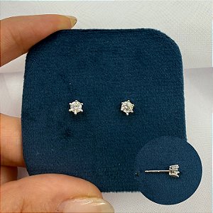 BRINCO PRATA FIXO MOISSANITE REDONDO 4,0MM C/RODIUN