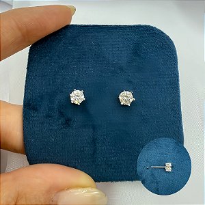 BRINCO PRATA FIXO MOISSANITE REDONDO 5,0 MM C/ RODIUN