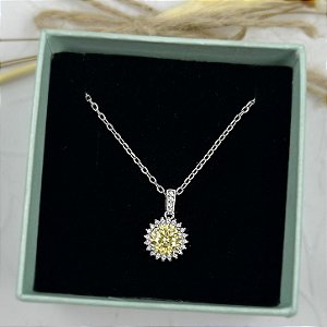 GARGANTILHA PRATA CARTIER MOISSANITE 6,5 MM REDONDA AMARELA EM VOLTA ZIRCONIAS R