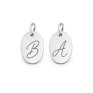 Pingente Oval Personalizado com Inicial em Prata 925