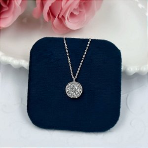 GARGANTILHA PRATA CARTIER PIZZA MOISSANITES 6,5MM 45 CM RODIO