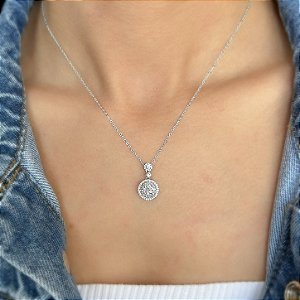 GARGANTILHA PRATA CARTIER PIZZA MOISSANITES E ZIRCONIAS 45 CM RODIO