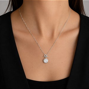 Colar Medalha Moissanite Prata 925 com Ródio